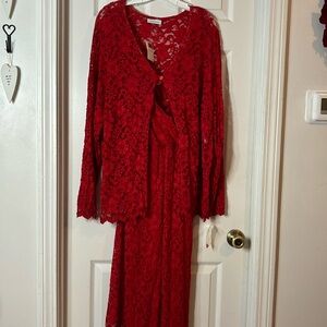 Avenue red lace dress with matching jacket, size 24